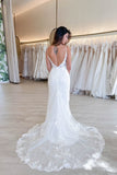 Charming Mermaid V Neck Lace Wedding Dresses N025
