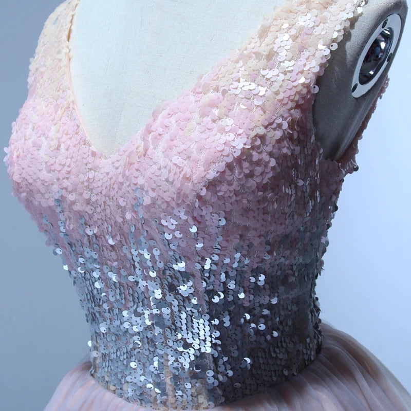 Shining Sequines V-Neck Tulle Homecoming Dresses N2141