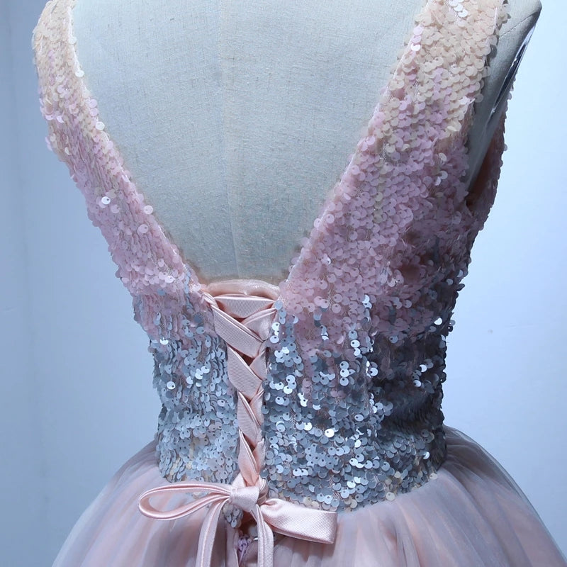 Shining Sequines V-Neck Tulle Homecoming Dresses N2141