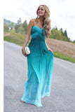 Real Beauty Peacock Green Gradient Ombre Chiffon Prom Dresses