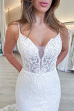 Charming Mermaid V Neck Lace Wedding Dresses N025