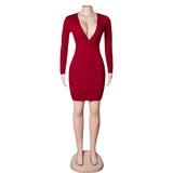 Elegant Burgundy V-Neck Long Sleeves Sheath Homecoming Dresses