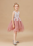 Chic Asymmetrical Sleeveless Applique Tulle Flower Girl Dress