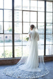 3D Flowers Towards Bottom Tulle Wedding Veils Cathedral Length Romantic Bridal Veils V024