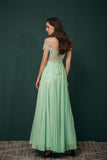 Off The Shoulder Charming Long Chiffon Prom Dresses With Appliques Y351034