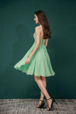 Cute Sweetheart Knee Length Chiffon Beading Short Prom Dresses Y291045