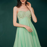 Cute Sweetheart Knee Length Chiffon Beading Short Prom Dresses Y291045