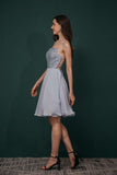 Cute Neading Chiffon Knee Length Short Homecoming Dresses Y301039