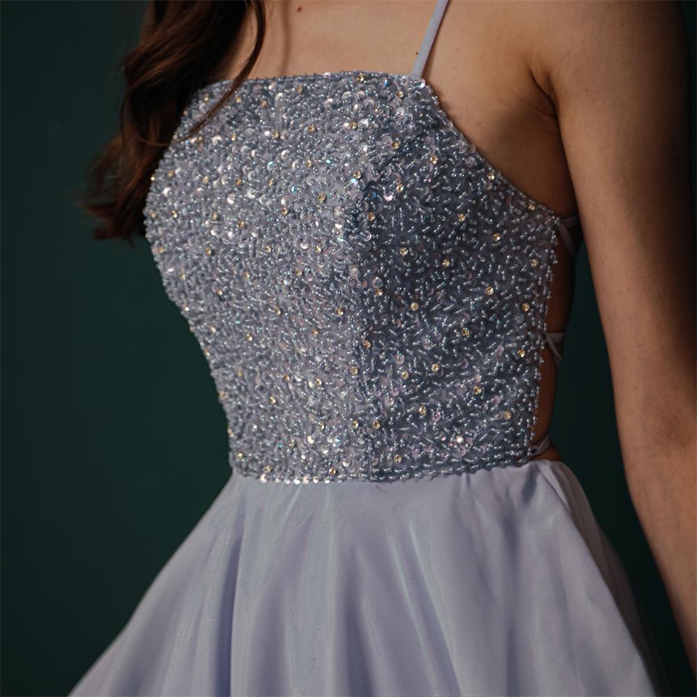 Cute Beading Chiffon Knee Length Short Homecoming Dresses Y301039