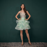 Cute A Line Spaghetti Straps Beading Tulle Knee Length Homecoming Dresses WH341036