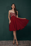 Cute Sweetheart Knee Length Chiffon Beading Short Prom Dresses Y291045