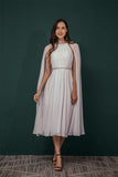 Flowy Chiffon Beading Tea Length Elegant Mother Of Bridal Dresses Y311046