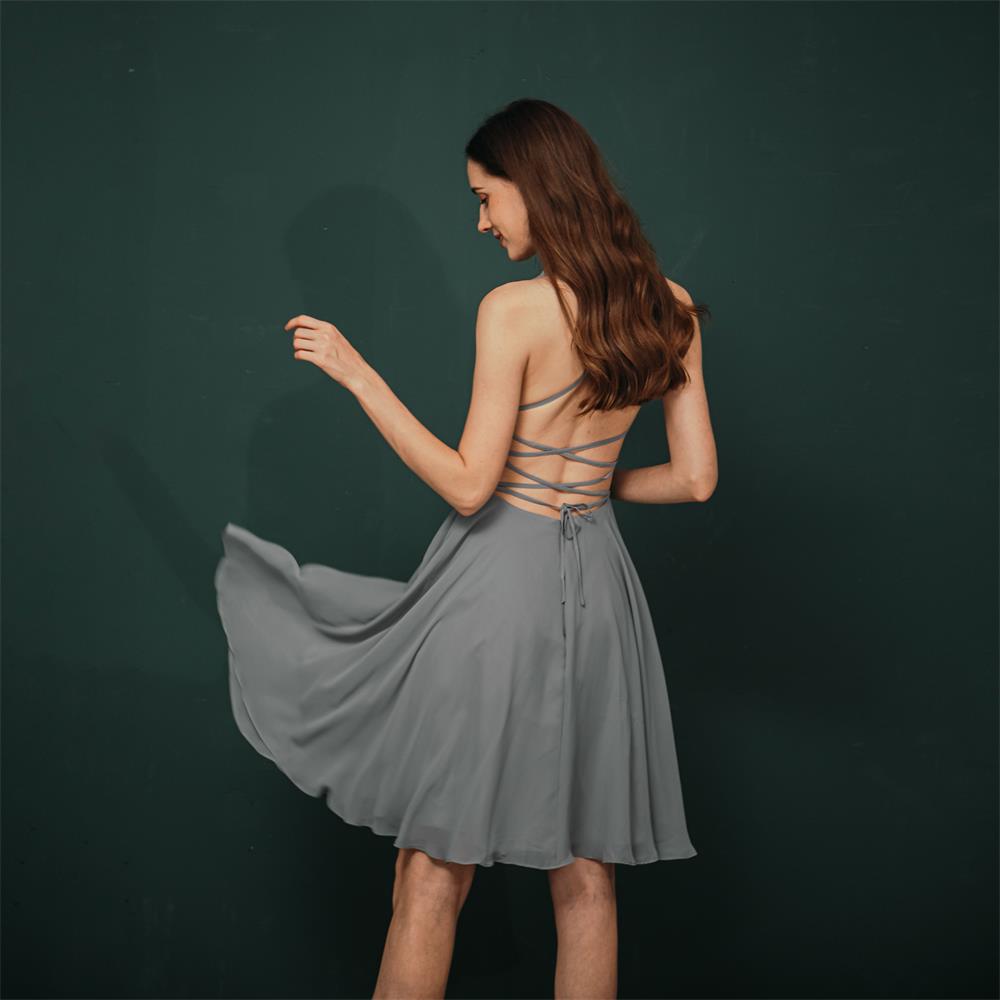 Cute Beading Chiffon Knee Length Short Homecoming Dresses Y301039
