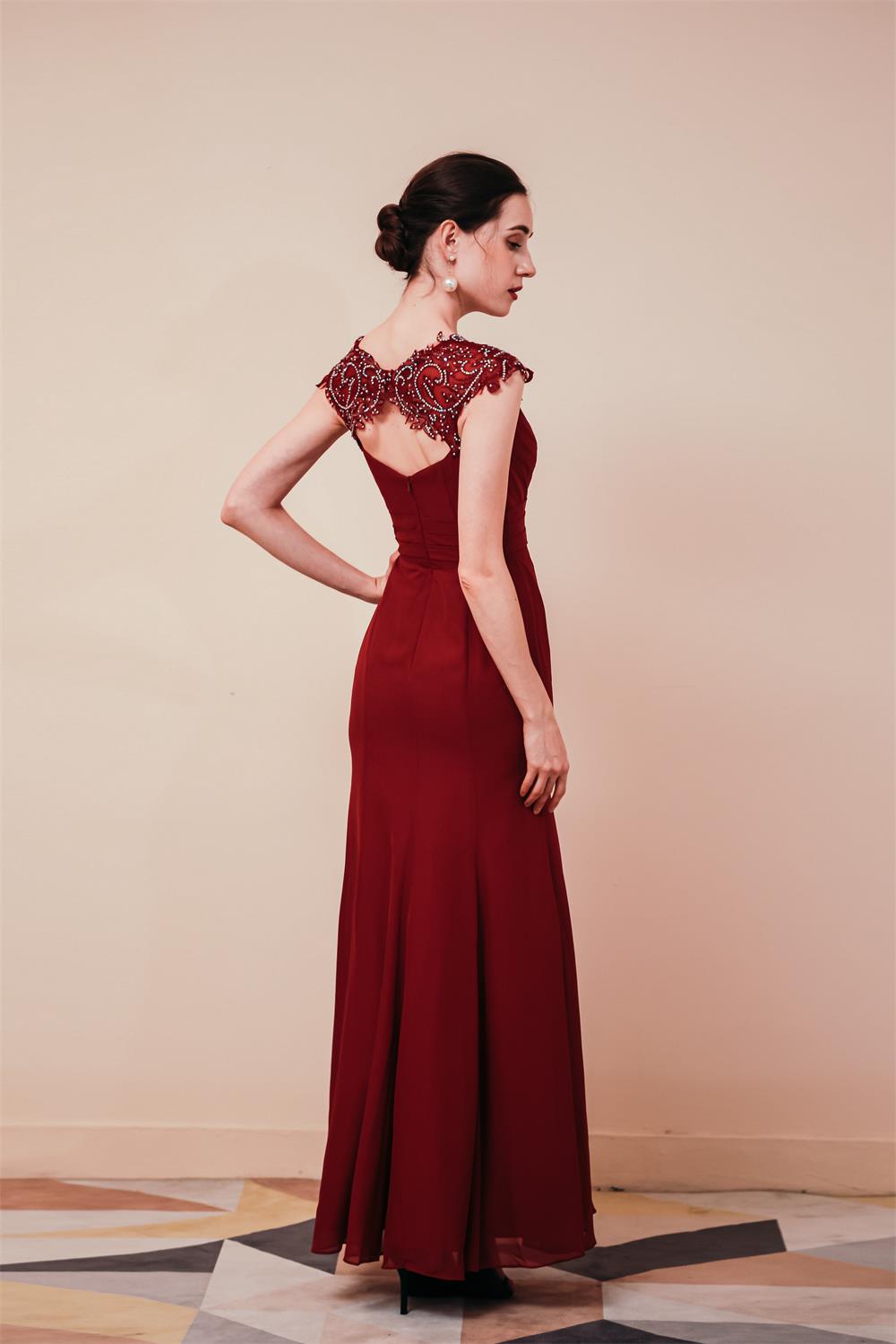 Charming Side Split Long Open Back Prom Dresses Evening Dresses Y291051