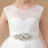 A Line Sleevelesss Tulle Floor-Length Flower Girl Dresses With Belt