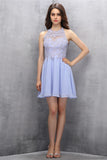 Lilac Lace Appliques Chiffon Short Homecoming Dresses ED89