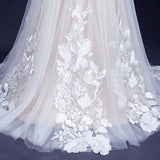 A Line Sweetheart Tulle Appliqued Wedding Dresses Strapless Tulle Bridal Dresses N2349