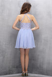 Lilac Lace Appliques Chiffon Short Homecoming Dresses ED89