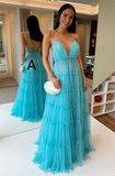 A Line Tulle Open Back Formal Prom Dress Graduation Dress PM201