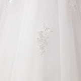 Ivory Sleeveless Tulle Applique Flower Girl Dresses With Champagne Bowknot