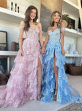 Sparkly Sweetheart Long Graduation School Dresses Evening Party Gown with Slit OK2024