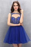 Royal Blue Organza Homecoming Prom Dresses With Beading ED74