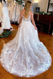 Charming A Line Tulle Wedding Dresses with Lace Appliques N042