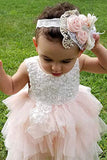 Adorable A Line Knee length Pink Tulle Little Flower Girl Dresses with Lace Backless Party Dresses F010