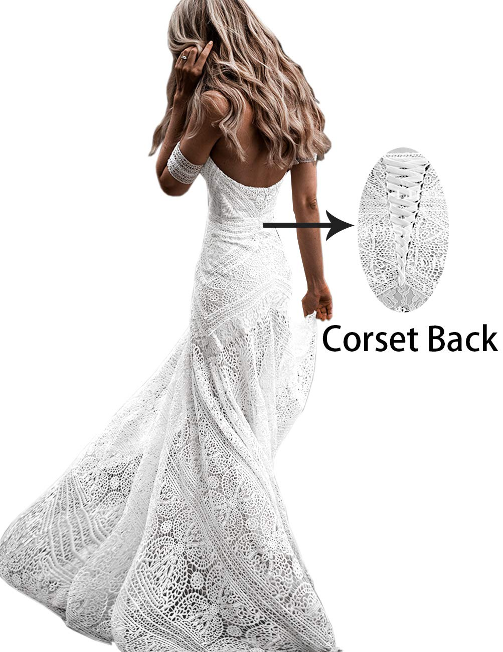 Mermaid Lace Sweetheart Elegant Boho Wedding Dresses