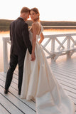 Vintage Ball Gown One Shoulder White Satin Wedding Dresses N140