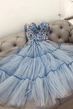 New Style Sweetheart Long Tulle Prom Gown Unique Appliqued Party Dresses N2676