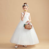 Round Neck Tulle Sleeveless Ivory Flower Girl Dresses With Bowknot