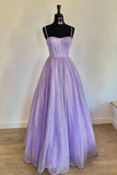 Sparkly A Line Spaghetti Straps Long Prom Dress OK1352