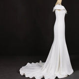 Mermaid V-Neck Off White Wedding Dresses Unique Long Bridal Dresses N2305