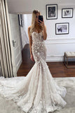 Gorgeous Mermaid Sweetheart Lace Wedding Dresses with Appliques N137