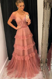 Off the shoulder Tulle Formal Prom Dress OK1325