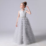 A Line Lace Tulle Princess Flower Girl Gown With Belt