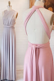 Unique Open Back Column Sleeveless Ruched Long Bridesmaid Dress, Prom Dress, N788