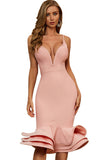 Chic Spaghetti Straps Deep V-Neck Sleeveless Mermaid Homecoming Dresses