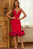 Chic Spaghetti Straps Deep V-Neck Sleeveless Mermaid Homecoming Dresses