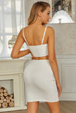 White Sleeveless Two Piece Zipper Short Homecoming Dresses