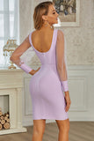 Gorgeous Light Purple Tulle Long Sleeves Short Homecoming Dresses