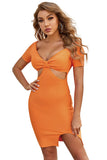 Orange Short Sleeves Open Back Short Homecoming Dresses