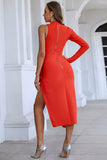 Red One Shoulder Sexy Tight Homecoming Dresses