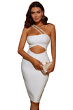 Green Diagonal Shoulder Strap Tight Short Homecoming Dresses