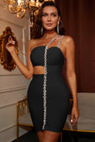 Sexy Black Sleeveless Chain Short Homecoming Dresses