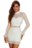 White Long Sleeve Wave Point Short Homecoming Dresses