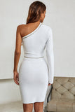 White One Shoulder Long Sleeve Uniform Short Homecoming Dresses