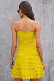 Elegant Yellow Sleeveless Short Homecoming Dresses