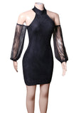 Elegant Black Strapless Long Sleeve Short Homecoming Dresses